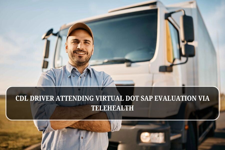 CDL driver attending virtual DOT SAP evaluation via telehealth
